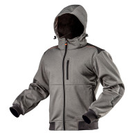 Arbetsjacka i softshell med avtagbar huva, storlek L.