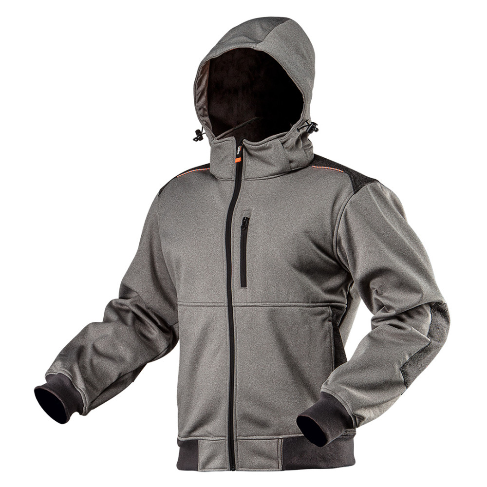 Arbetsjacka i softshell med avtagbar huva, storlek XXL.
