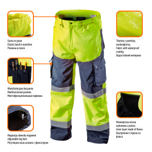 Spodnie robocze ostrzegawcze softshell, żółte, rozmiar L