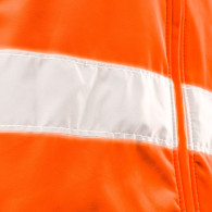 Arbetsjacka varnings softshell med huva, orange, storlek S.
