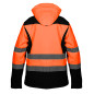 Arbetsjacka varnings softshell med huva, orange, storlek S.
