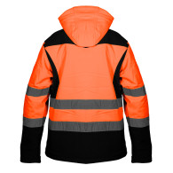Arbetsjacka varnings softshell med huva, orange, storlek XXL.