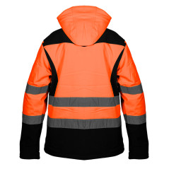 Arbetsjacka varning softshell med huva, orange, storlek XXXL