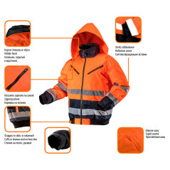 Arbetsjacka varningssignal, fodrad, orange, storlek L