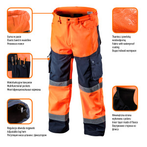 Spodnie robocze ostrzegawcze softshell, pomarańczowe, rozmiar XXL
