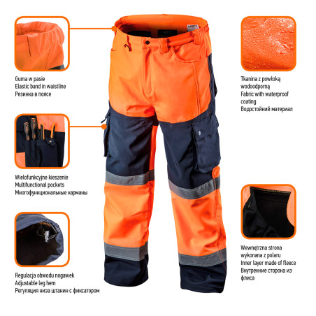 Arbetsbyxor varning softshell, orange, storlek XXXL