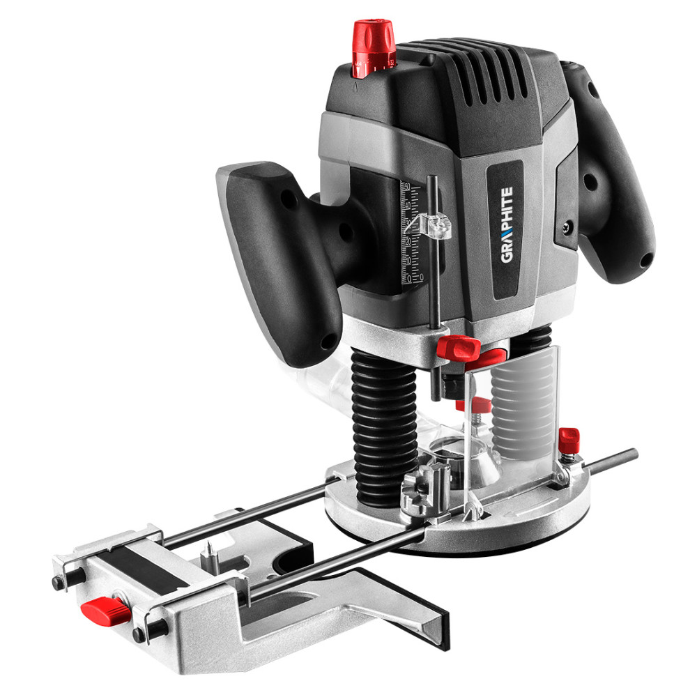 Fräsmaskin med två spindlar 1300W, spännvidd 6-12 mm. Fräsmaskin med två spindlar 1300W, spännvidd 6-12 mm.