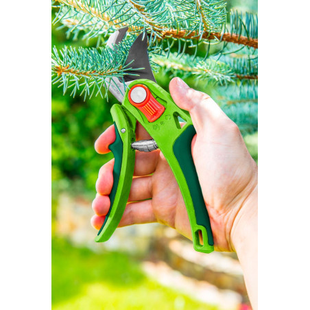 Trädgårdssax med smidda blad, justerbar avstånd, skärdiameter 12 mm.