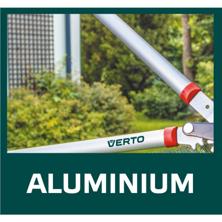 Beskärningssax med kolvstång på 710 mm, skärdiameter 42 mm, aluminiumhandtag.