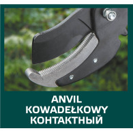 Sekator do gałęzi kowadełkowy 710 mm, średnica cięcia 42 mm, uchwyty aluminiowe