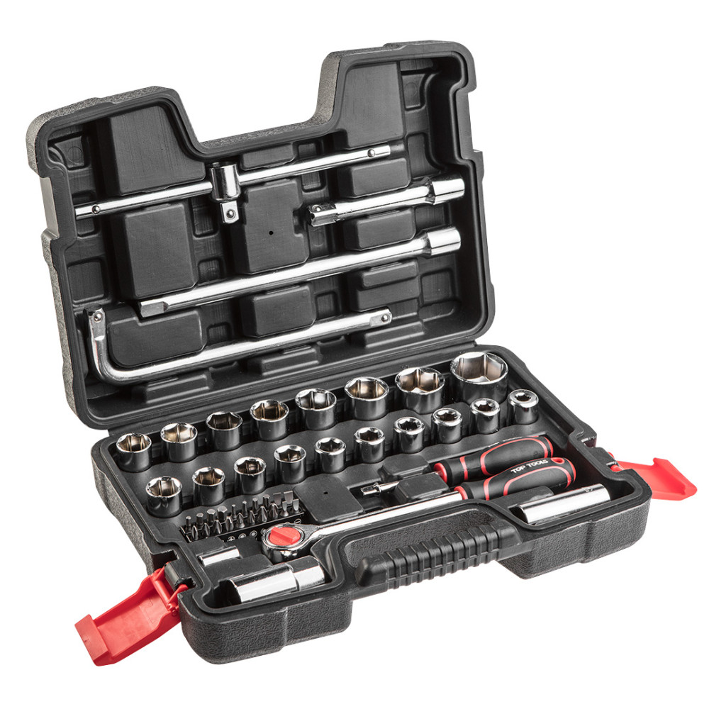 Hylsnyckelset 1/4', 1/2', 47 delar. Hylsnyckelset 1/4', 1/2', 47 delar.