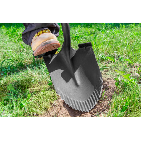 Spade med skarp klinga, trähandtag, T-Rex