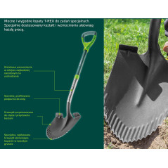 Spade med skarp klinga, trähandtag, T-Rex