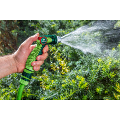 Spridningsmunstycke med justerbar stråle och kontinuerlig flödesreglering.