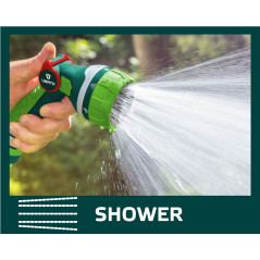 Spridarpistol med 7 funktioner och kontinuerlig justering av strålen.