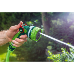 Spridarpistol med 7 funktioner och kontinuerlig justering av strålen.