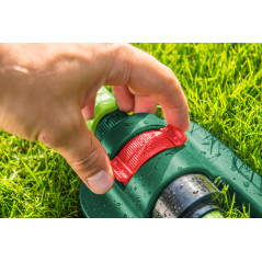 Oscillerande sprinkler, bevattningsyta 13x18 m, 16 bevattningsmunstycken, nål för att rensa munstycken.