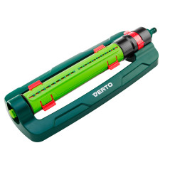 Oscillerande sprinkler, bevattningsyta 15 x 19 m, 18 bevattningsmunstycken, nål för rengöring av munstycken.