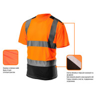Varningströja, mörk botten, orange, storlek M