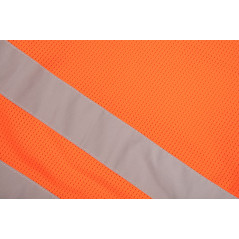 Korta varningsbyxor, orange, mesh, storlek S.