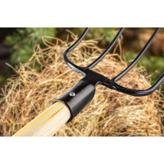 Universella gafflar med 4 tänder, trähandtag, handtag av plast.