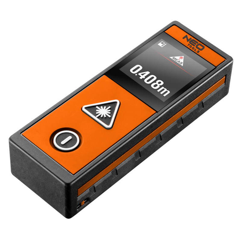 Avståndsmätare med laser, räckvidd 40 m, pekskärm