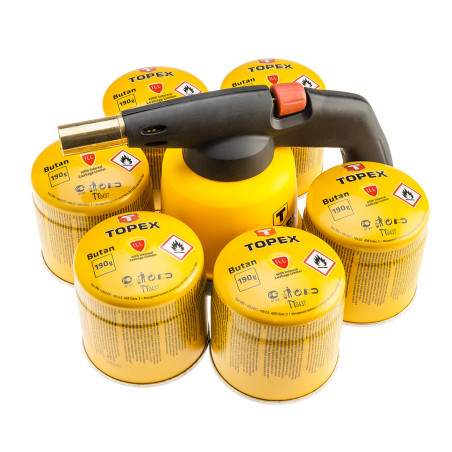 Gaslödkolvslampa med patron + 6 gaspatroner med ventil