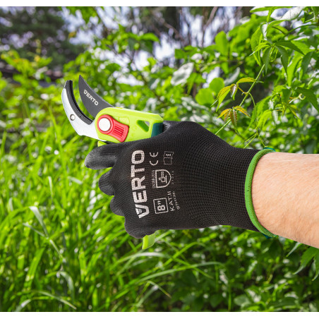 Trädgårdshandskar täckta med PU, storlek 8.