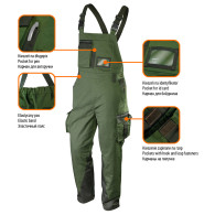 Ogrodniczki robocze CAMO olive, rozmiar L