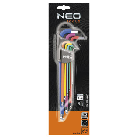 Torx-nycklar T10-50, set med 9 stycken, färgglada