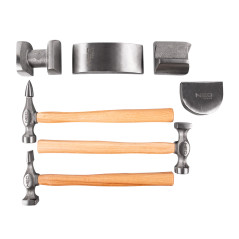 Sats med 7 plåtslagarhammare.