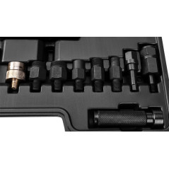 Avdragare för insprutningsmunstycken med en trähammare - set med 14 stycken.