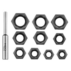 Skruvmejselbits, för skadade muttrar, korta - set med 11 stycken.