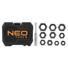 Skruvmejselbits, för skadade muttrar, korta - set med 11 stycken.