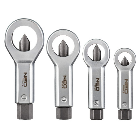 Skruvmejsel för muttrar, set med 4 stycken.