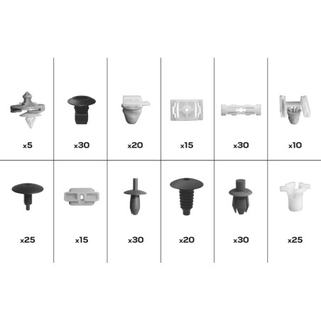 En uppsättning Volkswagen-bilklämmor, 255 stycken