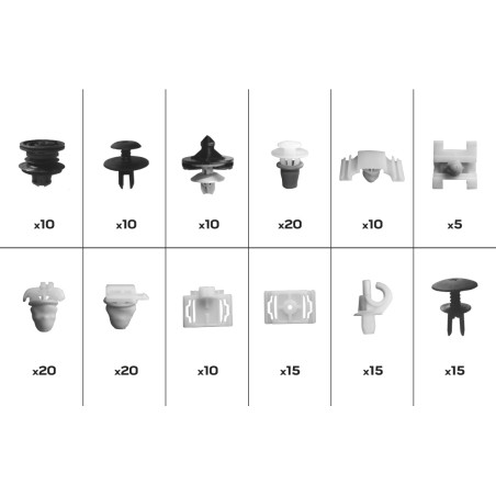 Set med 160 st Audi-bilklämmor