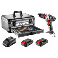 Energy+ set in an aluminum suitcase: drill/screwdriver 2x18V/2.0Ah, 10 mm, detachable handle + 109 accessories

Energisats i en 
