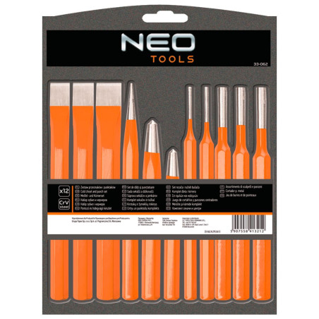 Verktygssats med hammare, skärverktyg och stansar, 12 st.