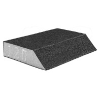Slipande svamp 125 x 25 x 90 mm, K120, snedställd