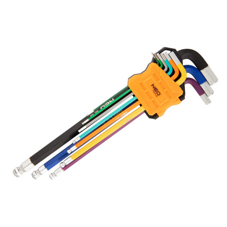 Sexkantiga nycklar 1,5-10 mm, set med 9 stycken.