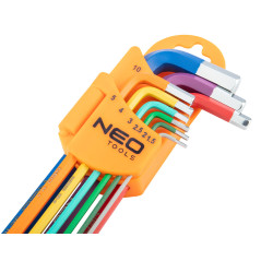 Sexkantiga nycklar 1,5-10 mm, set med 9 stycken.