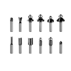 Fräsar med 8 mm skaft, set om 12 stycken.
