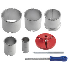 Borrsatser av volfram 32-83 mm, 5 delar + fil