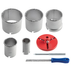 Borrsatser av volfram 32-83 mm, 5 delar + fil