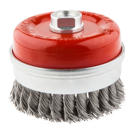 Borste med förstärkt framsida 100 mm x M14, rostfritt stål