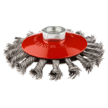 Rund ståltrådsborste böjd 115 mm x M14, rostfritt stål