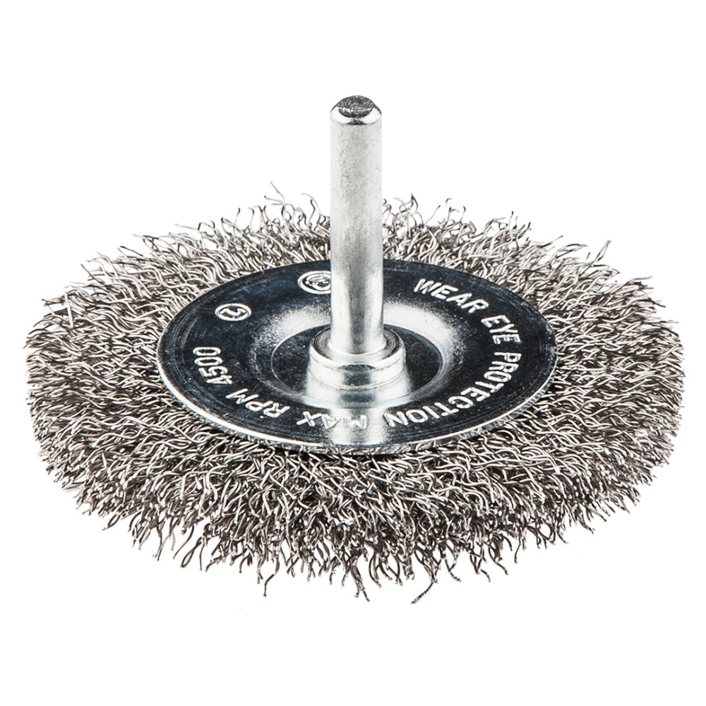 Szczotka druciana tarczowa z trzpieniem 75 mm, INOX Szczotka druciana tarczowa z trzpieniem 75 mm, INOX