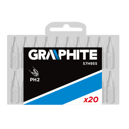 Bits med PH2-spets, 25 mm långa, 20 stycken.