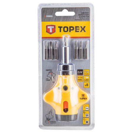 Skruvmejselbits med handtag, set med 8 stycken.